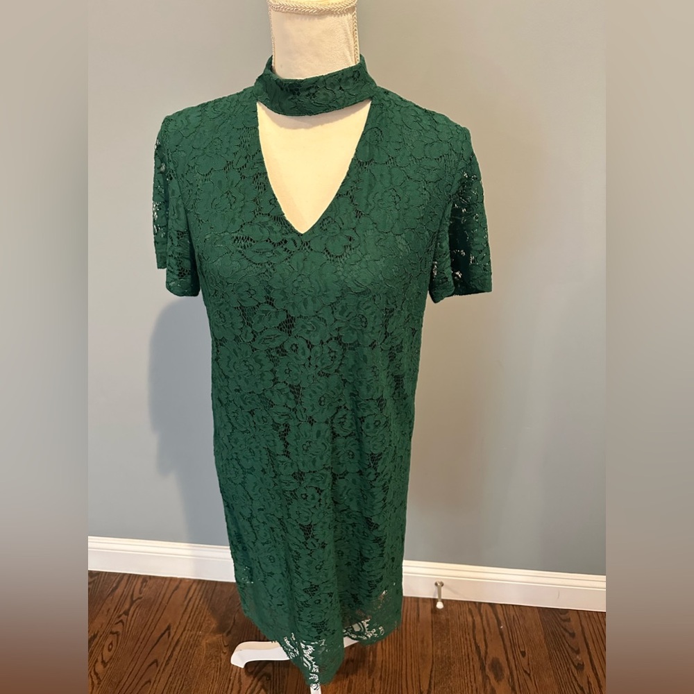 Sharagano Emerald Green Lace Dress Size 6